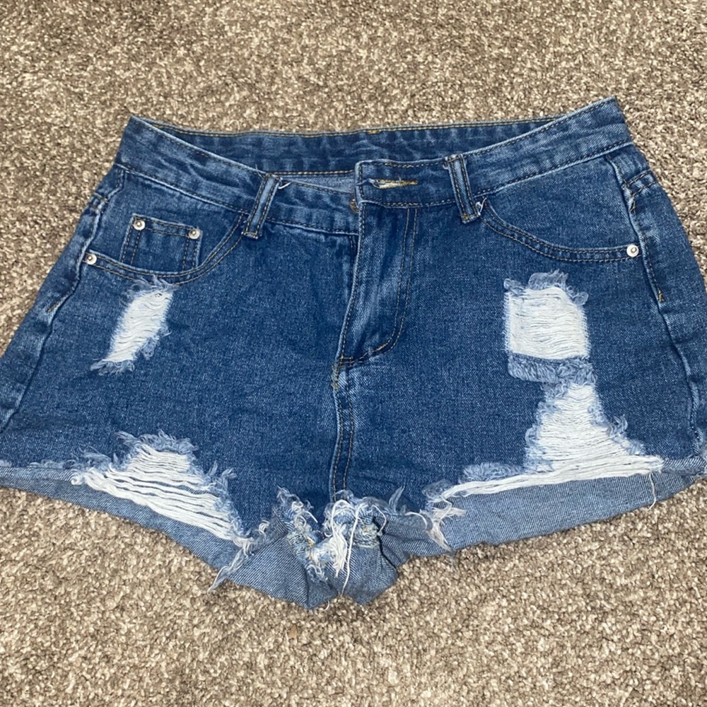 distressed jean shorts